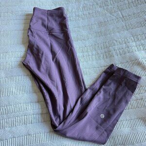 Lululemon Wunder Train High Rise Ribbed Legging 25" Size 6 Grape Thistle